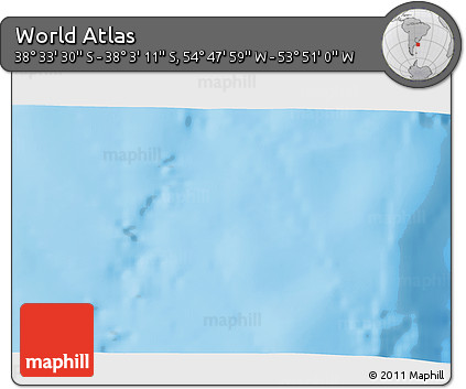 Physical 3D Map of the Area around 38° 18' 21" S, 54° 19' 30" W