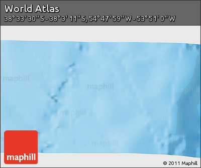 Physical 3D Map of the Area around 38° 18' 21" S, 54° 19' 30" W