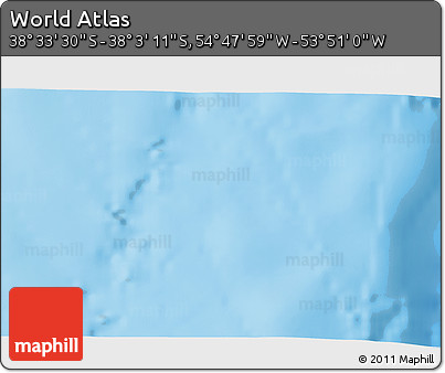 Physical 3D Map of the Area around 38° 18' 21" S, 54° 19' 30" W