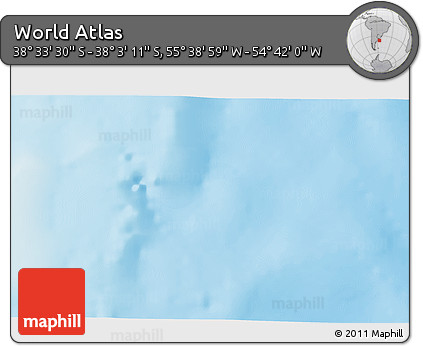 Shaded Relief 3D Map of the Area around 38° 18' 21" S, 55° 10' 29" W