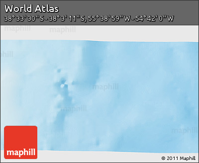 Shaded Relief 3D Map of the Area around 38° 18' 21" S, 55° 10' 29" W