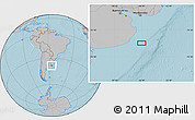 Gray Location Map of the area around 38° 18' 21" S, 56° 1' 29" W, hill shading