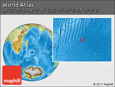 Physical Location Map of the Area around 38° 18' 21" S, 57° 1' 29" E