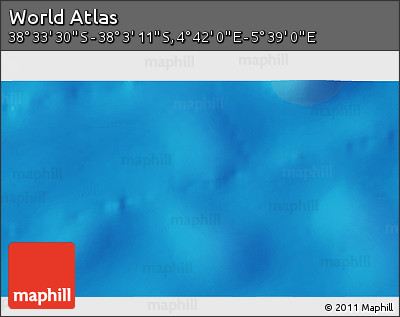 Physical 3D Map of the Area around 38° 18' 21" S, 5° 10' 30" E