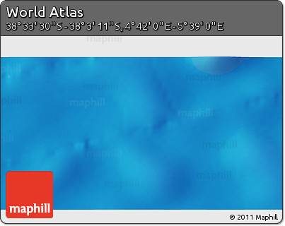 Physical 3D Map of the Area around 38° 18' 21" S, 5° 10' 30" E