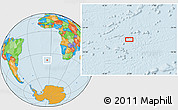 Political Location Map of the area around 38° 18' 21" S, 5° 1' 30" W