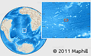 Shaded Relief Location Map of the area around 38° 18' 21" S, 5° 1' 30" W