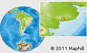 Physical Location Map of the area around 38° 18' 21" S, 61° 7' 30" W