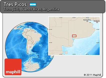 Shaded Relief Location Map of Tres Picos