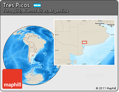 Shaded Relief Location Map of Tres Picos