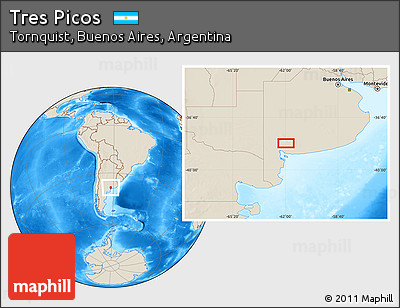 Shaded Relief Location Map of Tres Picos