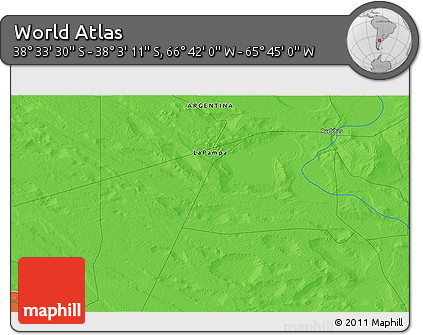 Political 3D Map of the Area around 38° 18' 21" S, 66° 13' 29" W