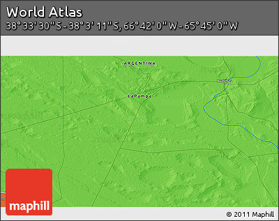 Political 3D Map of the Area around 38° 18' 21" S, 66° 13' 29" W