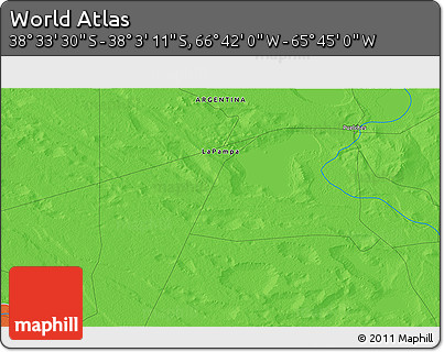 Political 3D Map of the Area around 38° 18' 21" S, 66° 13' 29" W