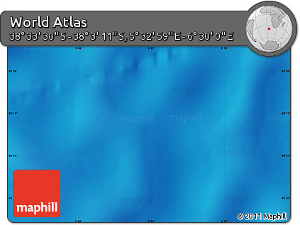 Physical Map of the Area around 38° 18' 21" S, 6° 1' 30" E