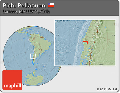 Savanna Style Location Map of Pichi Pellahuen, hill shading