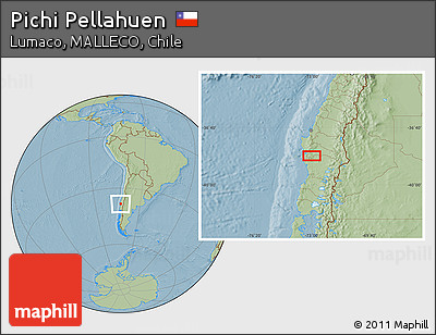 Savanna Style Location Map of Pichi Pellahuen, hill shading