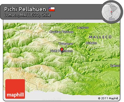 Physical Panoramic Map of Pichi Pellahuen