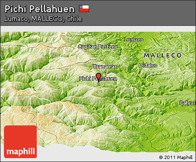 Physical Panoramic Map of Pichi Pellahuen