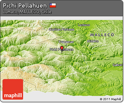 Physical Panoramic Map of Pichi Pellahuen