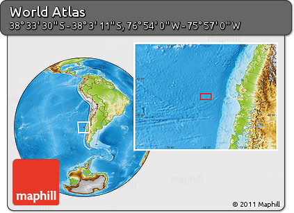 Physical Location Map of the Area around 38° 18' 21" S, 76° 25' 30" W