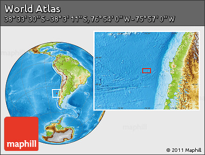 Physical Location Map of the Area around 38° 18' 21" S, 76° 25' 30" W