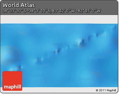 Shaded Relief 3D Map of the Area around 38° 18' 21" S, 83° 13' 29" W
