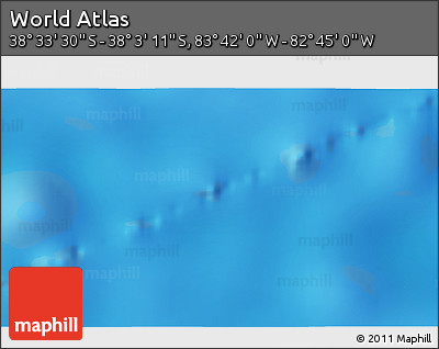 Shaded Relief 3D Map of the Area around 38° 18' 21" S, 83° 13' 29" W