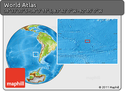 Physical Location Map of the Area around 38° 18' 21" S, 83° 13' 29" W
