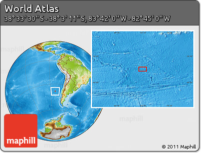 Physical Location Map of the Area around 38° 18' 21" S, 83° 13' 29" W