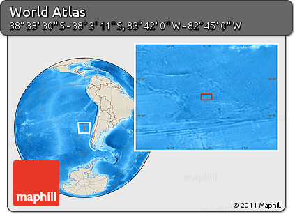 Shaded Relief Location Map of the Area around 38° 18' 21" S, 83° 13' 29" W