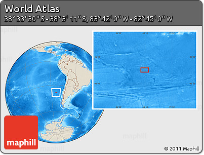 Shaded Relief Location Map of the Area around 38° 18' 21" S, 83° 13' 29" W