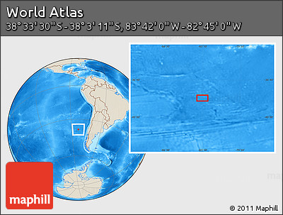 Shaded Relief Location Map of the Area around 38° 18' 21" S, 83° 13' 29" W