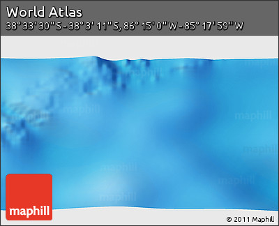 Physical 3D Map of the Area around 38° 18' 21" S, 85° 46' 30" W