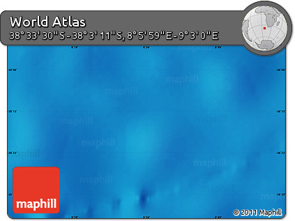 Physical Map of the Area around 38° 18' 21" S, 8° 34' 29" E