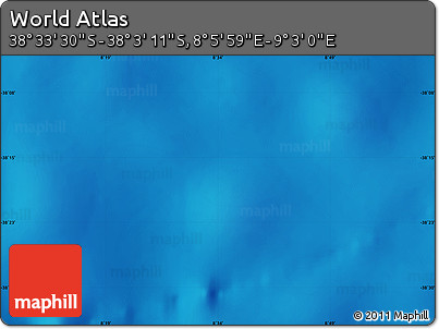 Physical Map of the Area around 38° 18' 21" S, 8° 34' 29" E