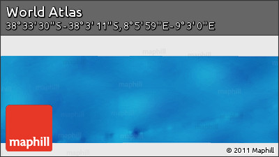 Physical Panoramic Map of the Area around 38° 18' 21" S, 8° 34' 29" E