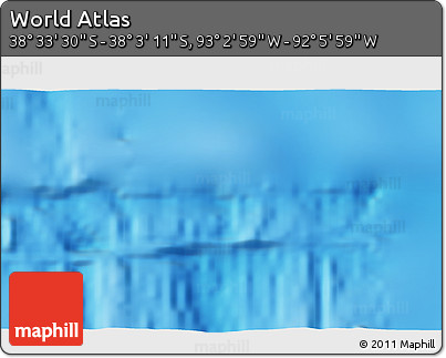Physical 3D Map of the Area around 38° 18' 21" S, 92° 34' 29" W