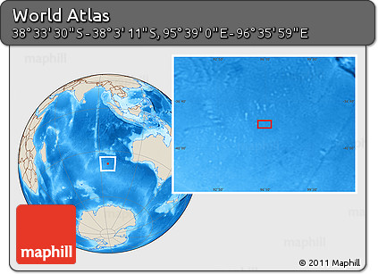 Shaded Relief Location Map of the Area around 38° 18' 21" S, 96° 7' 30" E