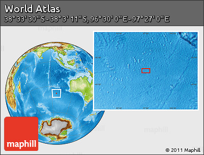 Physical Location Map of the Area around 38° 18' 21" S, 96° 58' 29" E