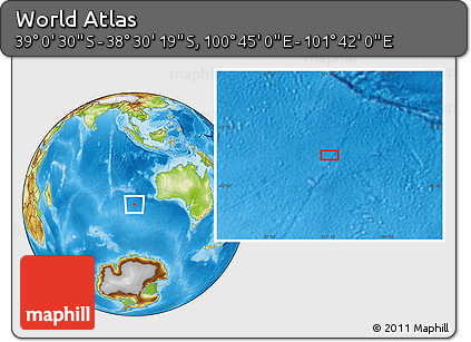 Physical Location Map of the Area around 38° 45' 25" S, 101° 13' 29" E