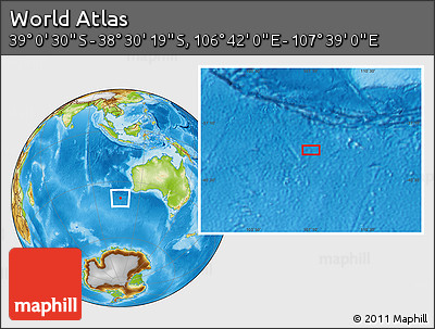 Physical Location Map of the Area around 38° 45' 25" S, 107° 10' 30" E