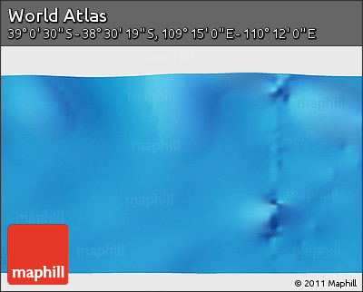 Physical 3D Map of the Area around 38° 45' 25" S, 109° 43' 29" E
