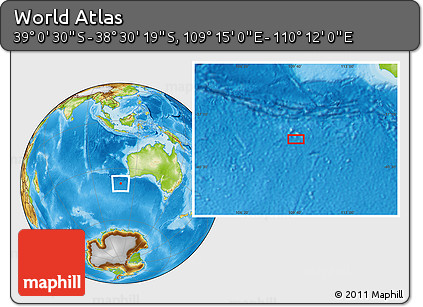 Physical Location Map of the Area around 38° 45' 25" S, 109° 43' 29" E