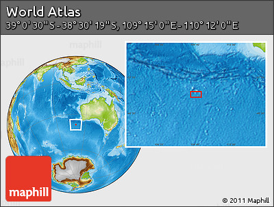 Physical Location Map of the Area around 38° 45' 25" S, 109° 43' 29" E
