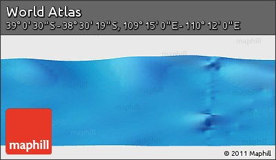 Physical Panoramic Map of the Area around 38° 45' 25" S, 109° 43' 29" E