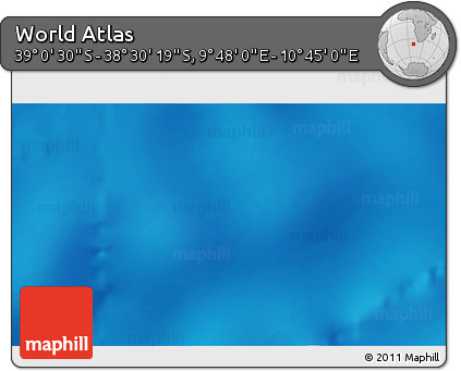 Shaded Relief 3D Map of the Area around 38° 45' 25" S, 10° 16' 30" E