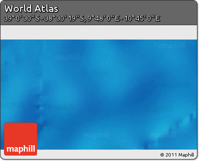 Shaded Relief 3D Map of the Area around 38° 45' 25" S, 10° 16' 30" E