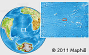 Physical Location Map of the area around 38° 45' 25" S, 10° 7' 30" W