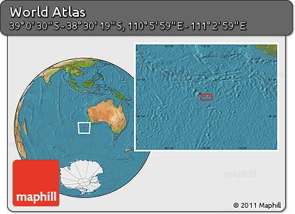 Satellite Location Map of the Area around 38° 45' 25" S, 110° 34' 29" E